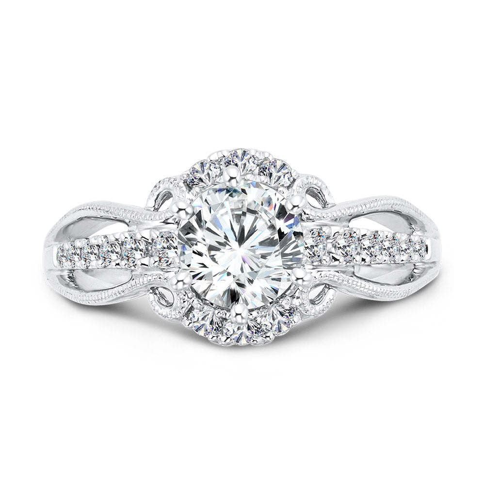 Vintage Six-Prong Milgrain Diamond Engagement Ring — R1068W