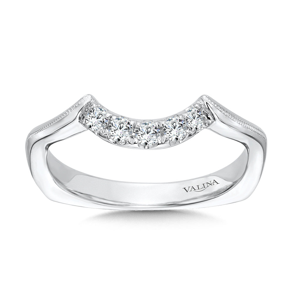 Curved Milgrain Diamond Wedding Band — R1069BW
