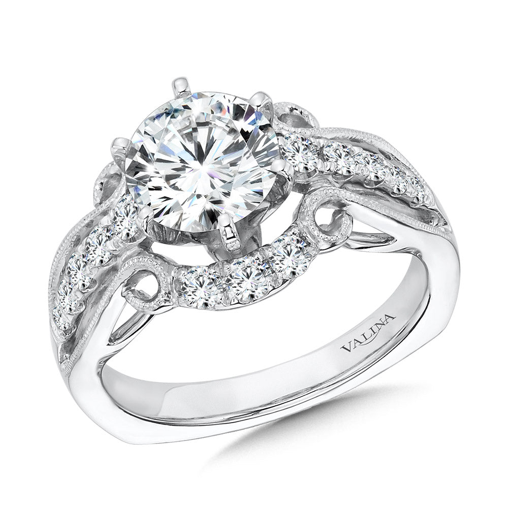 Vintage Six-Prong Milgrain Diamond Engagement Ring — R1069W