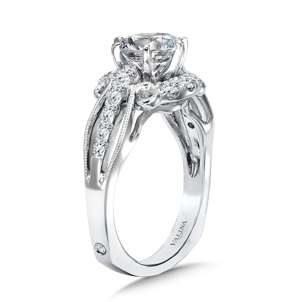 Vintage Six-Prong Milgrain Diamond Engagement Ring — R1069W
