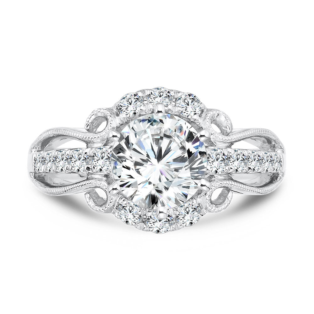 Vintage Six-Prong Milgrain Diamond Engagement Ring — R1069W