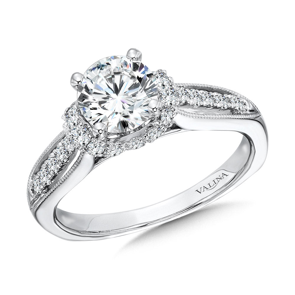 Vintage Milgrain Diamond Engagement Ring — R1070W