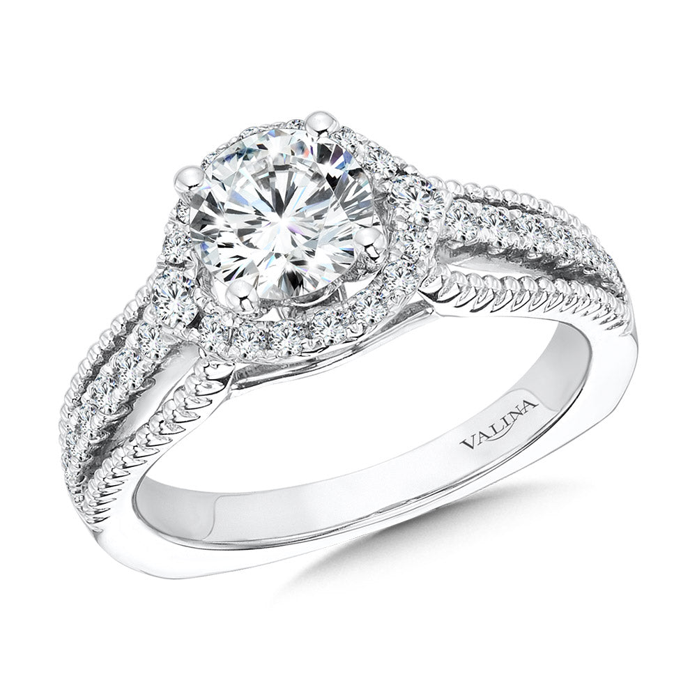 Vintage Diamond Halo Engagement Ring — R1072W