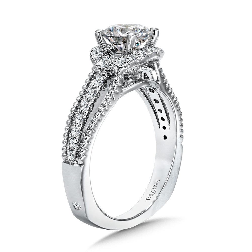 Vintage Diamond Halo Engagement Ring — R1072W