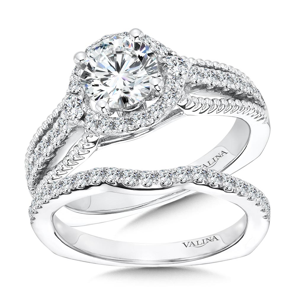 Vintage Diamond Halo Engagement Ring — R1072W