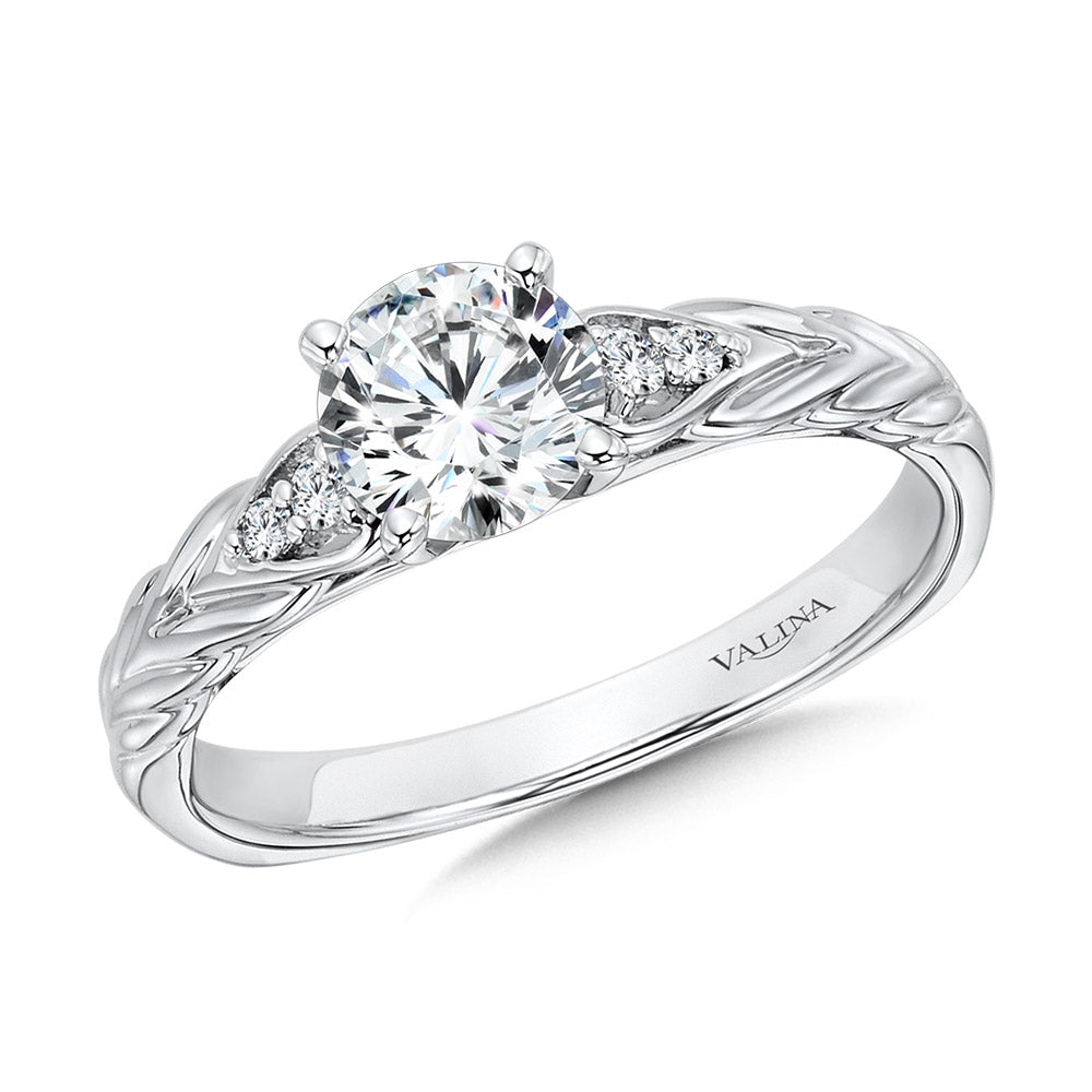 Vintage Chevron Diamond Engagement Ring — R1073W