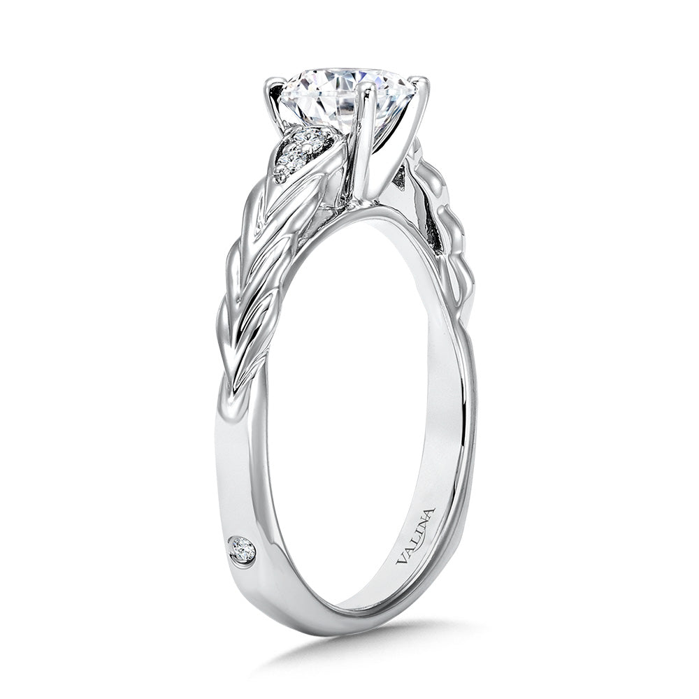 Vintage Chevron Diamond Engagement Ring — R1073W