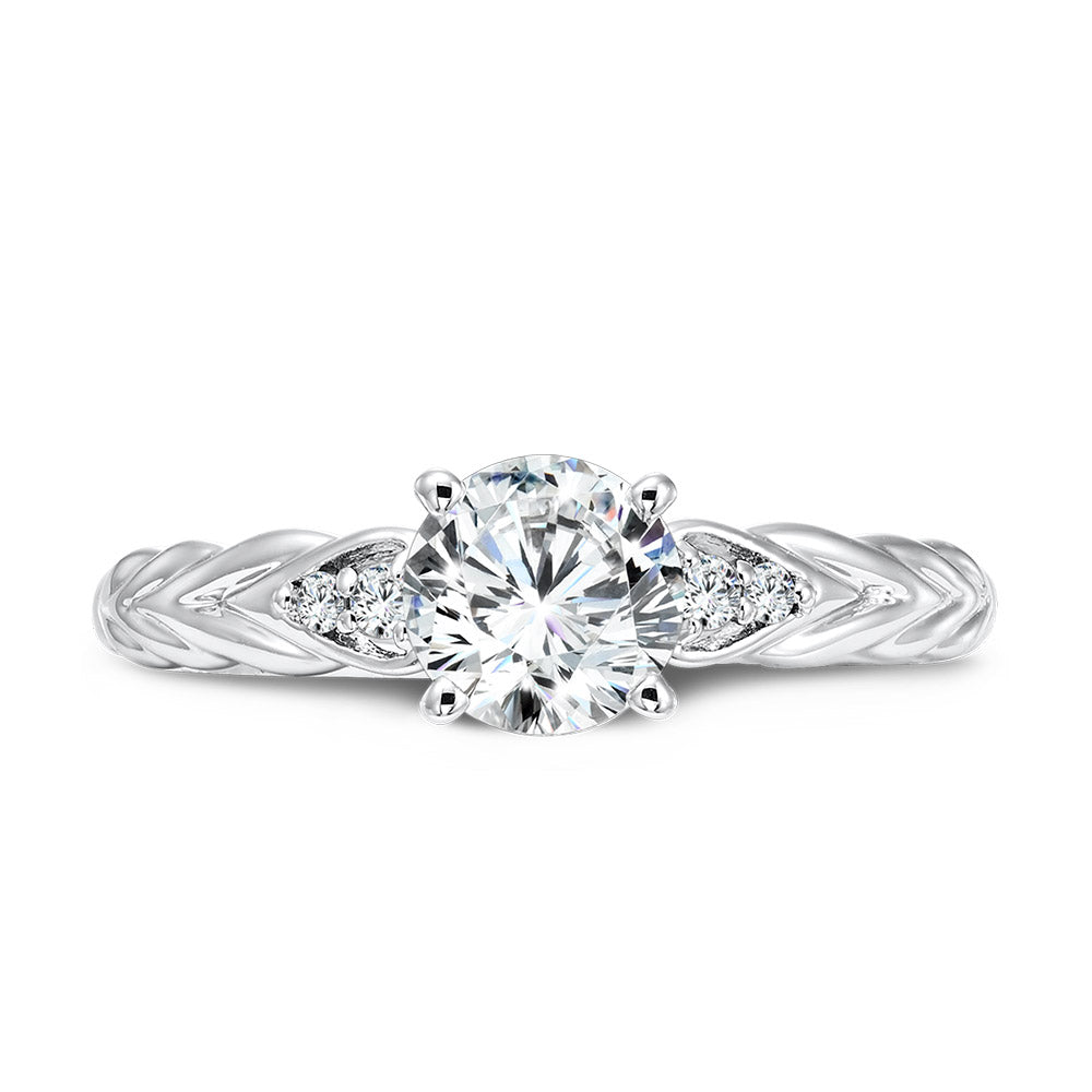 Vintage Chevron Diamond Engagement Ring — R1073W