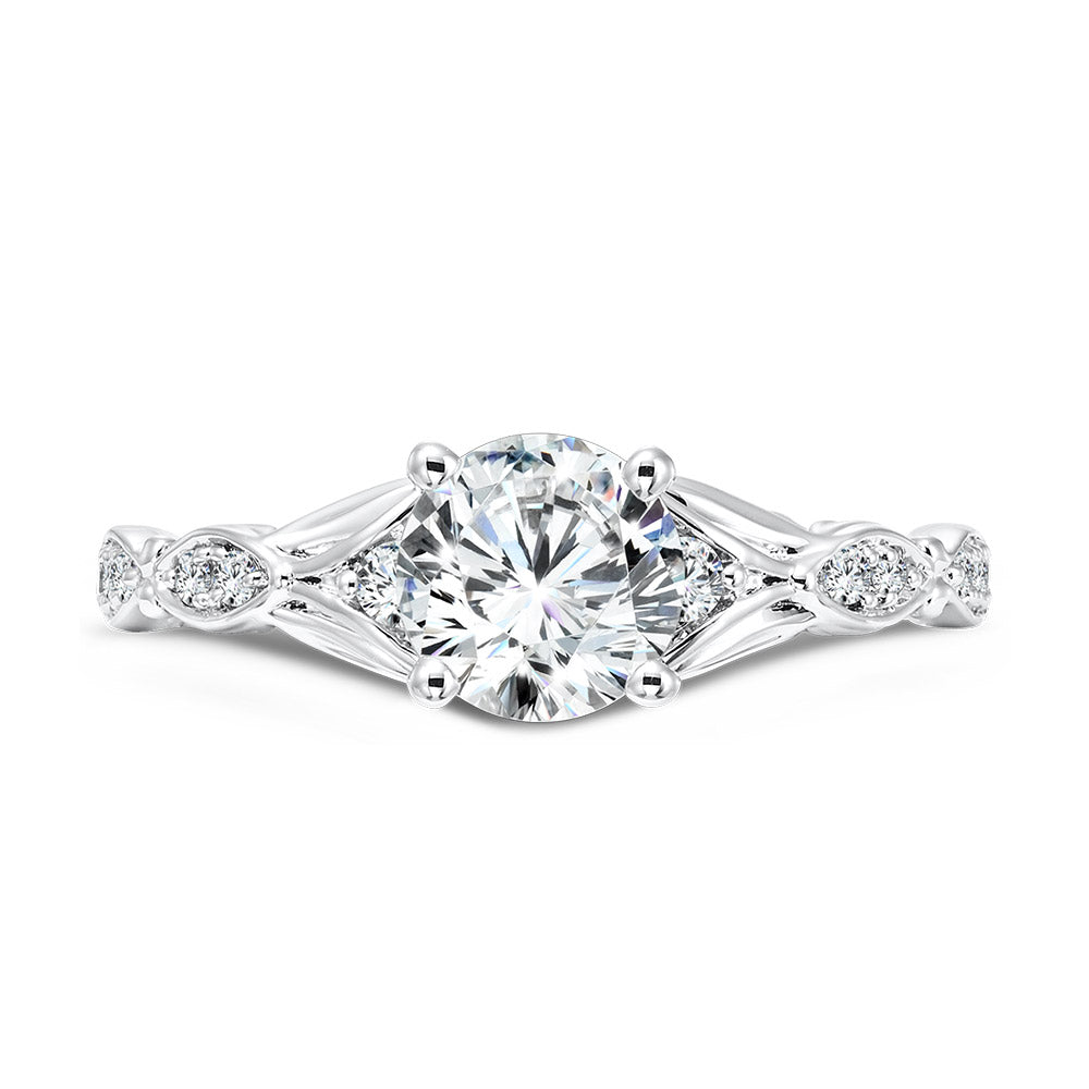 Vintage Tapered Diamond Engagement Ring — R1074W