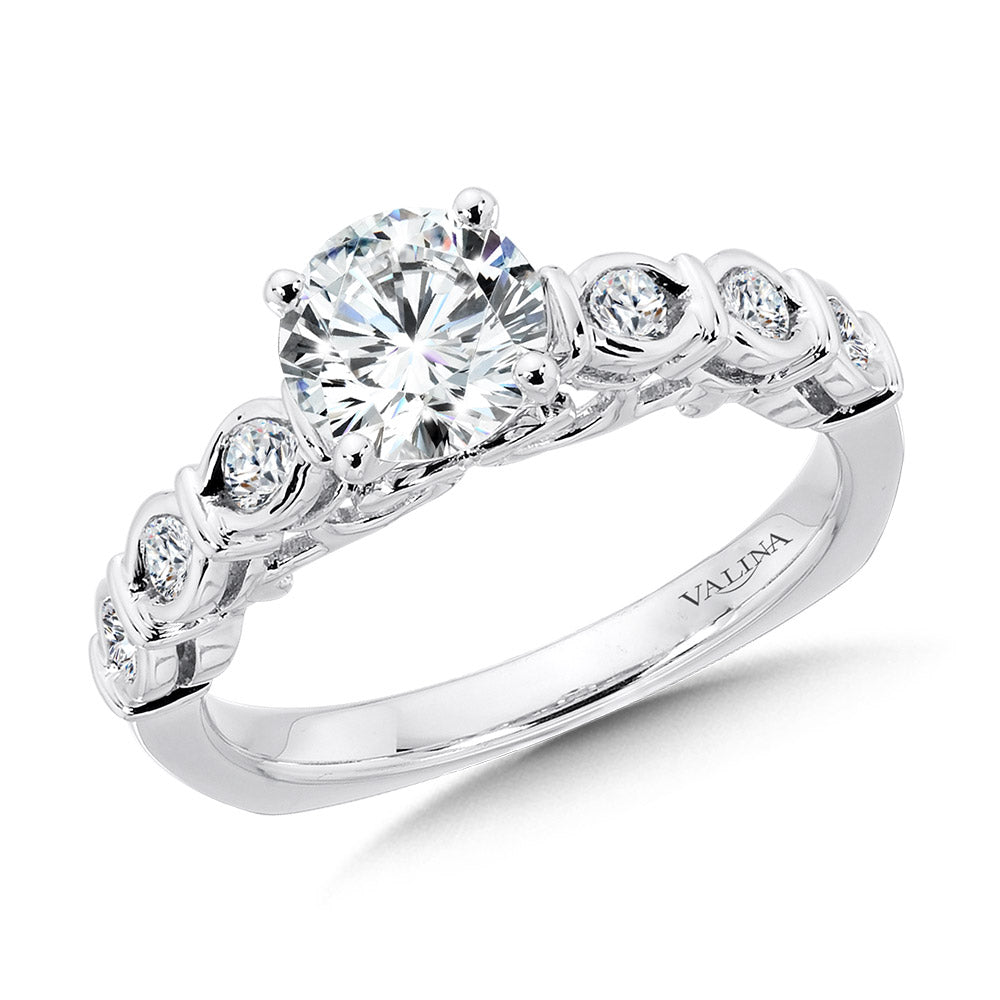 Straight Diamond Engagement Ring — R1075W