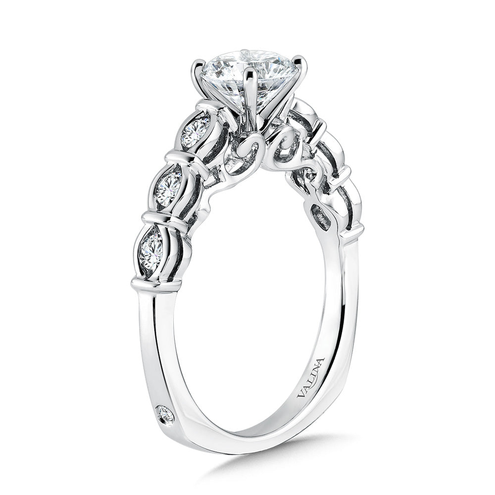 Straight Diamond Engagement Ring — R1075W