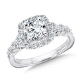 Tapered Cushion-Shaped Halo Diamond Engagement Ring — R1077W