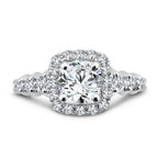 Tapered Cushion-Shaped Halo Diamond Engagement Ring — R1077W