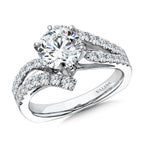 Six-Prong Bypass Split Shank Diamond Engagement Ring — R1078W