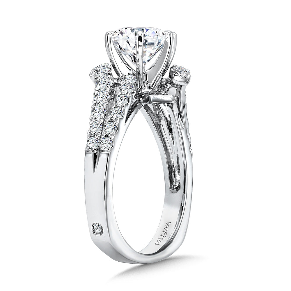 Six-Prong Bypass Split Shank Diamond Engagement Ring — R1078W