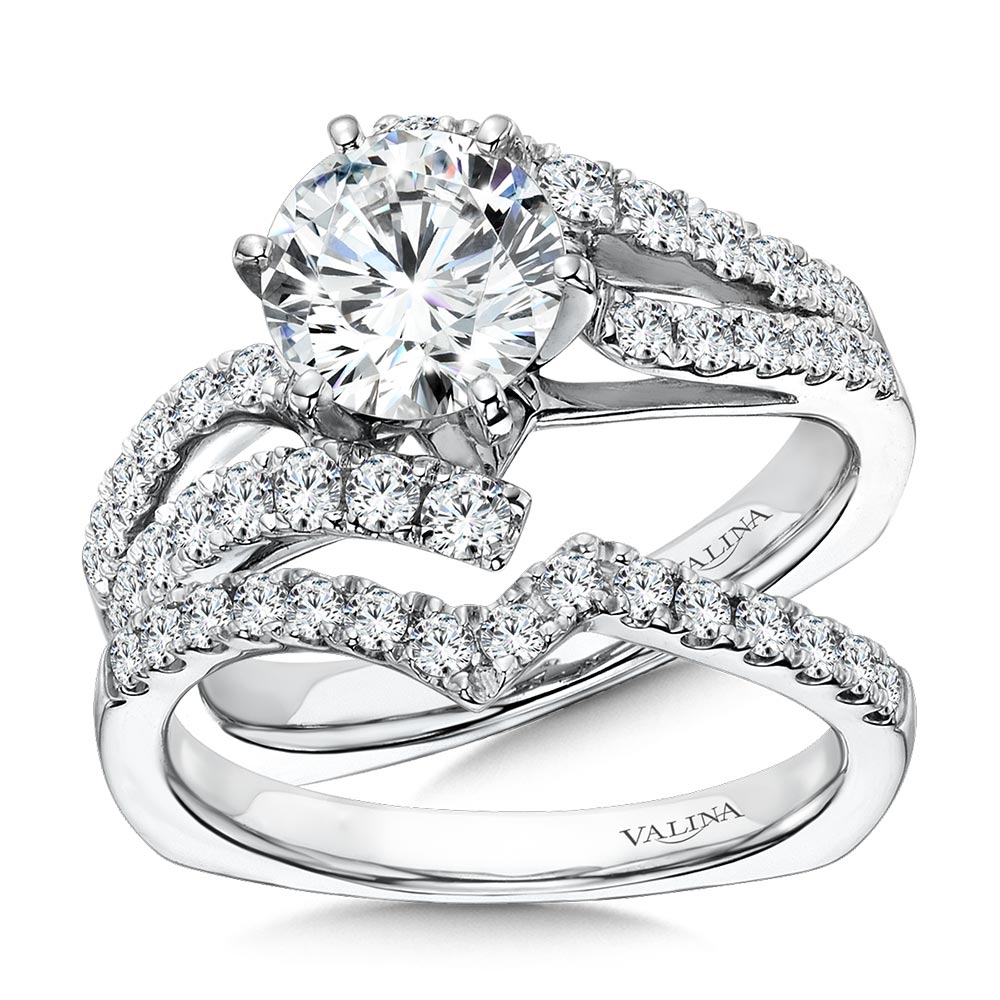 Six-Prong Bypass Split Shank Diamond Engagement Ring — R1078W