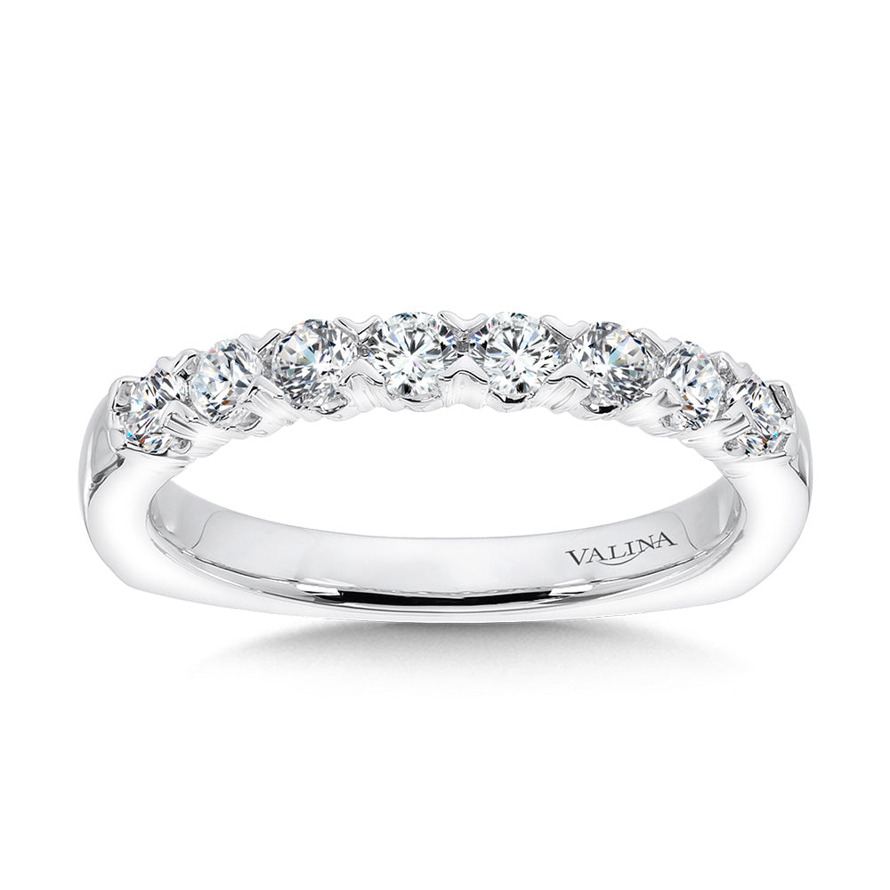 Unique Straight Diamond Wedding Band — R1079BW