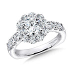 Unique Diamond Halo Engagement Ring — R1079W