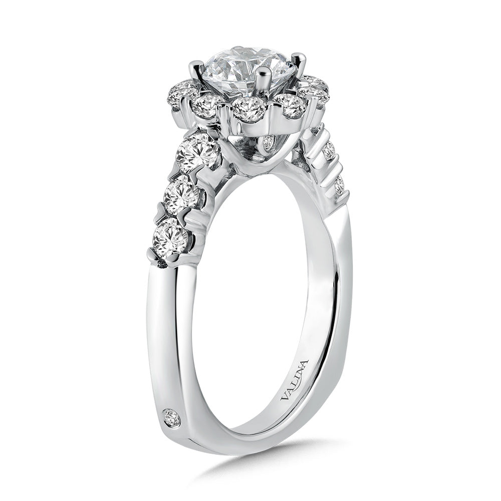 Unique Diamond Halo Engagement Ring — R1079W