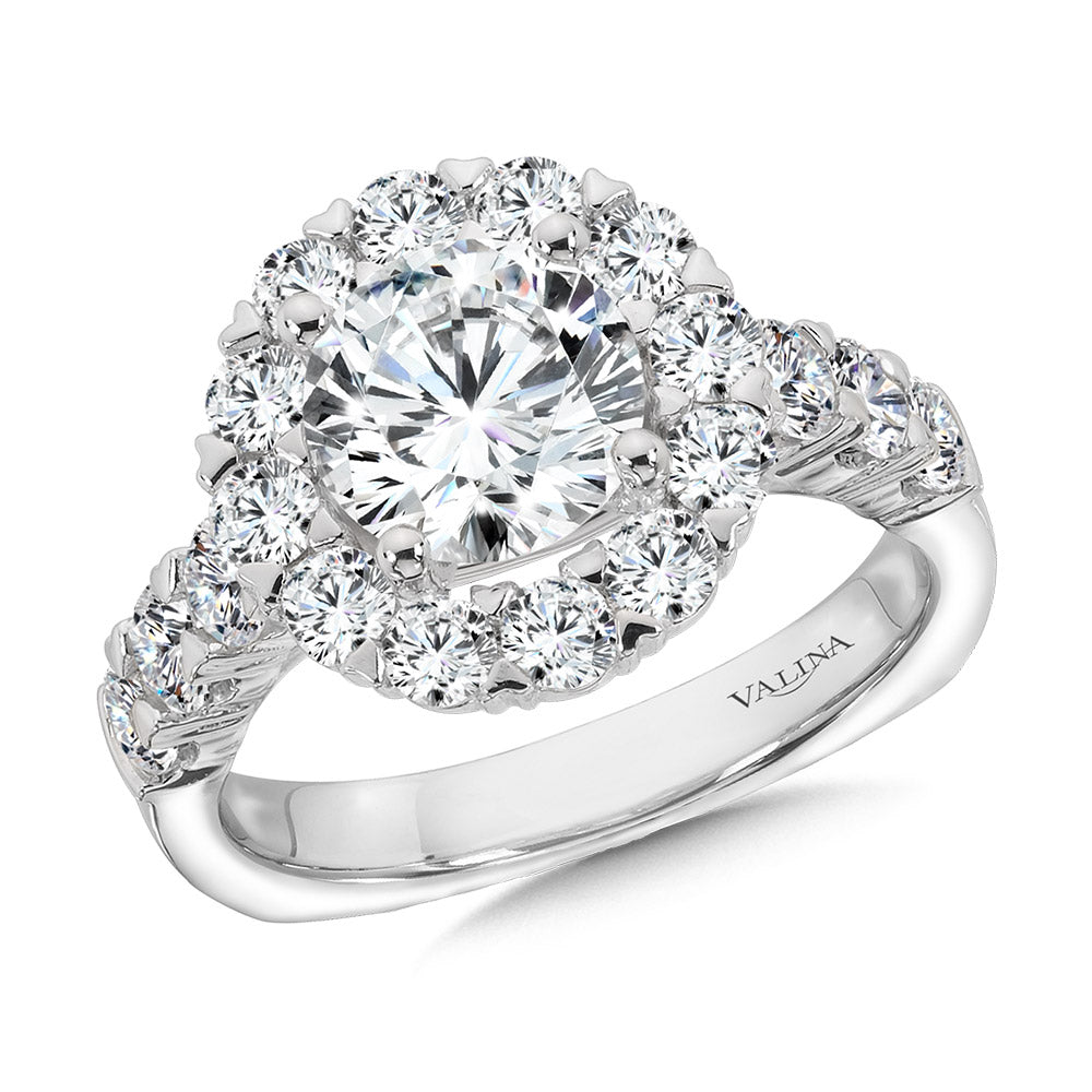 Unique Diamond Halo Engagement Ring — R1080W