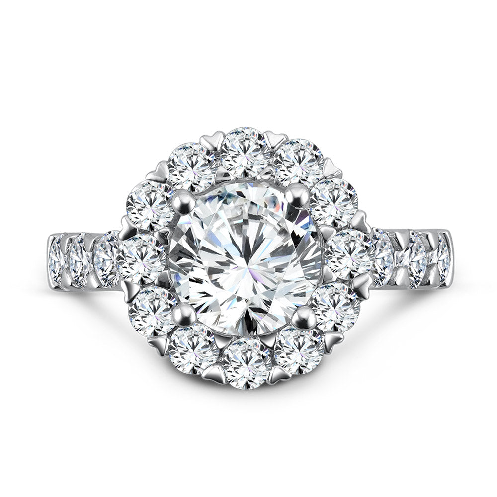 Unique Diamond Halo Engagement Ring — R1080W