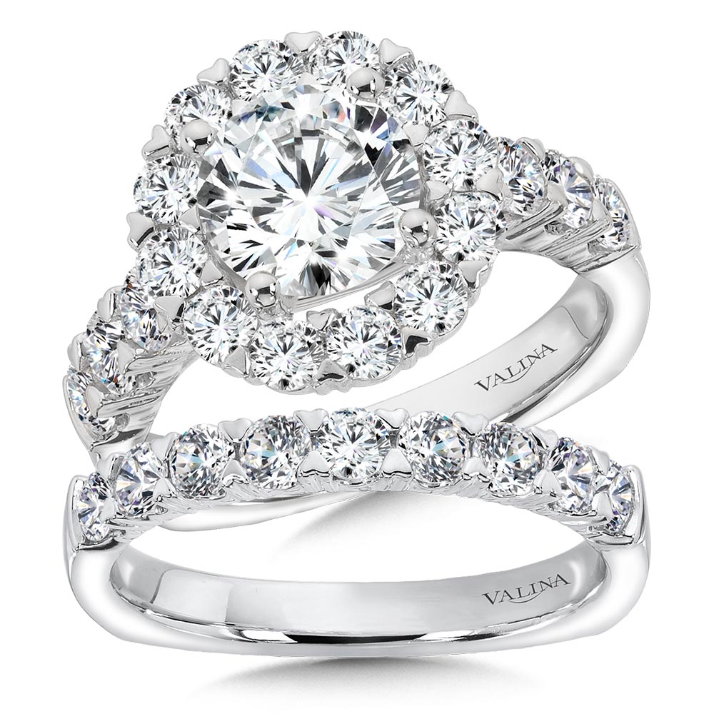 Unique Diamond Halo Engagement Ring — R1080W