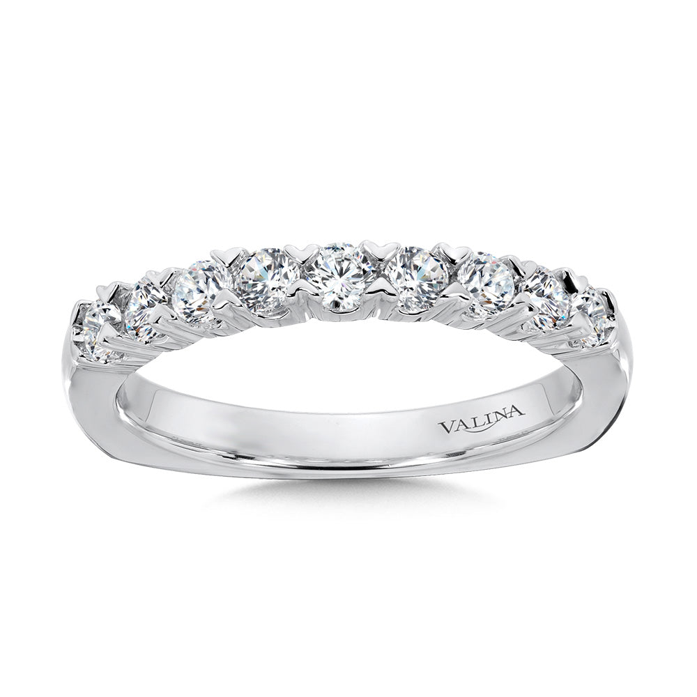 Unique Straight Diamond Wedding Band — R1081BW