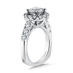 Unique Diamond Halo Engagement Ring — R1081W
