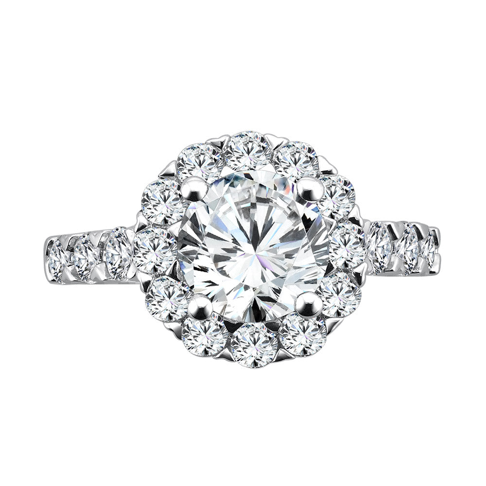 Unique Diamond Halo Engagement Ring — R1081W