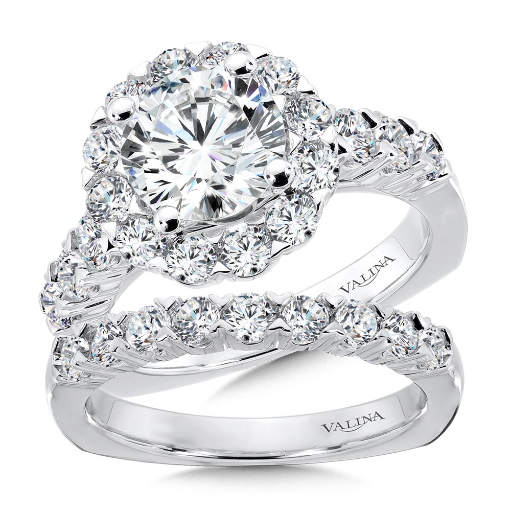 Unique Diamond Halo Engagement Ring — R1081W