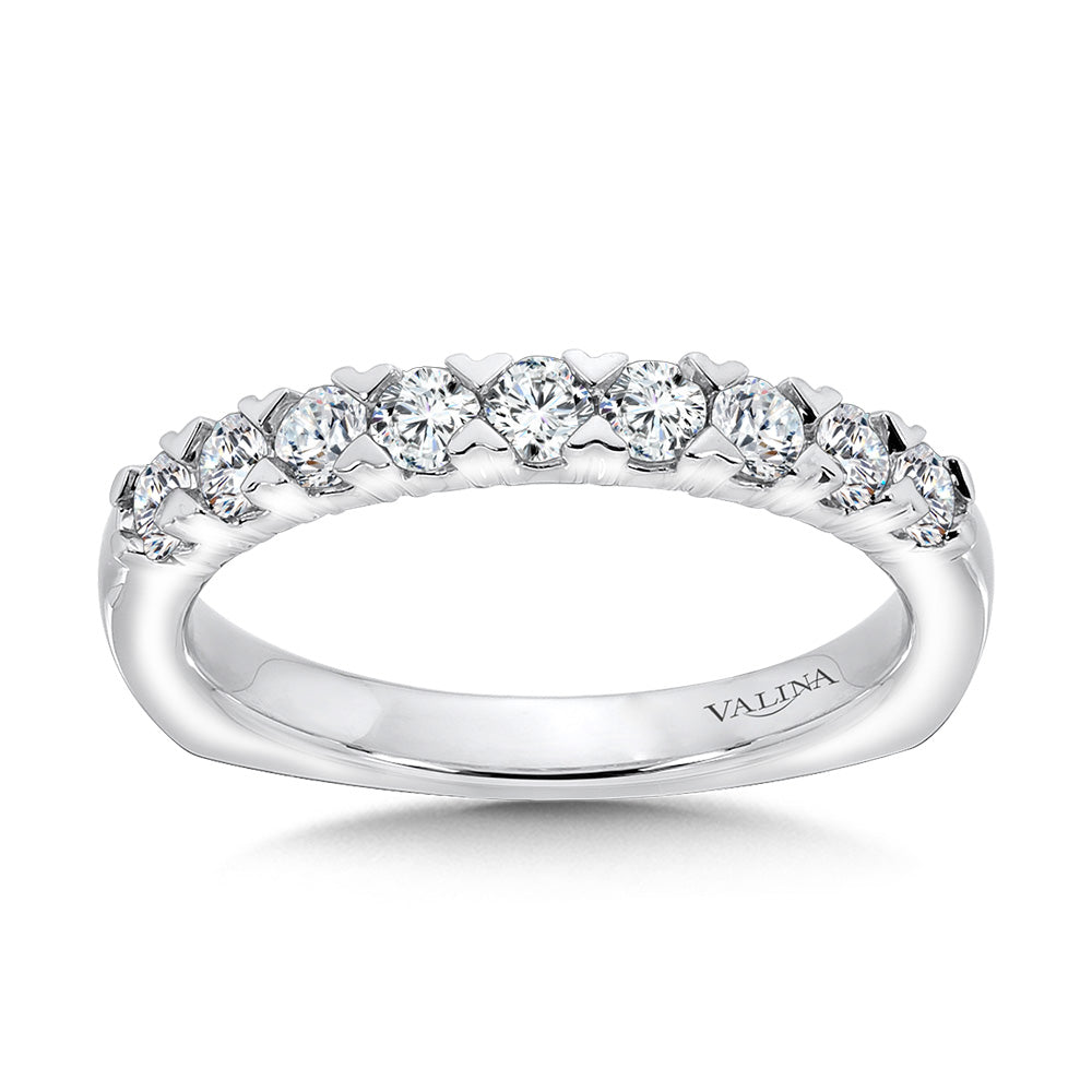 Unique Straight Diamond Wedding Band — R1082BW