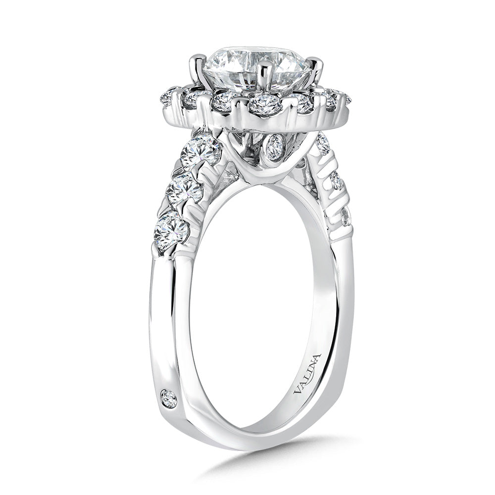 Unique Cushion-Shaped Halo Diamond Engagement Ring — R1082W