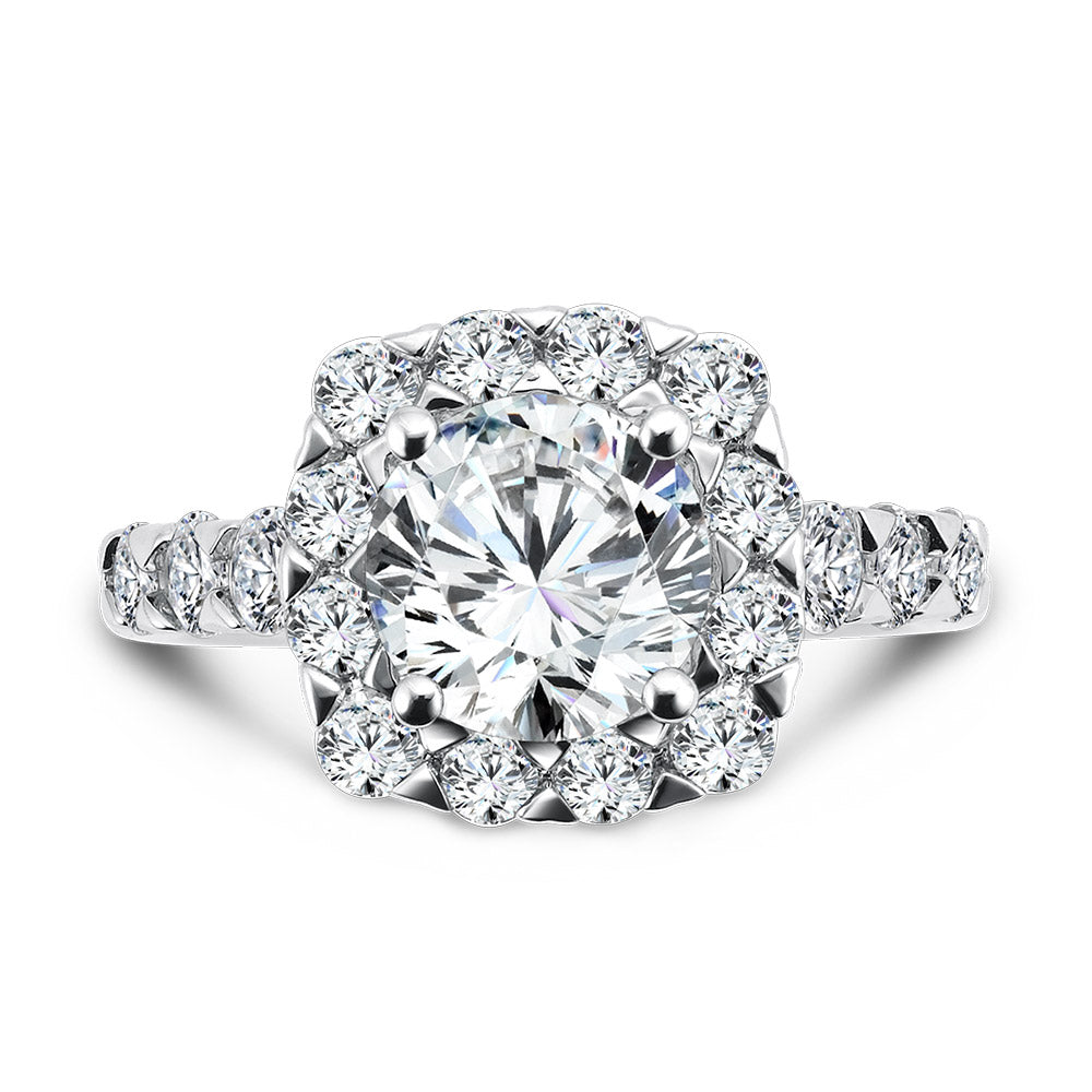 Unique Cushion-Shaped Halo Diamond Engagement Ring — R1082W
