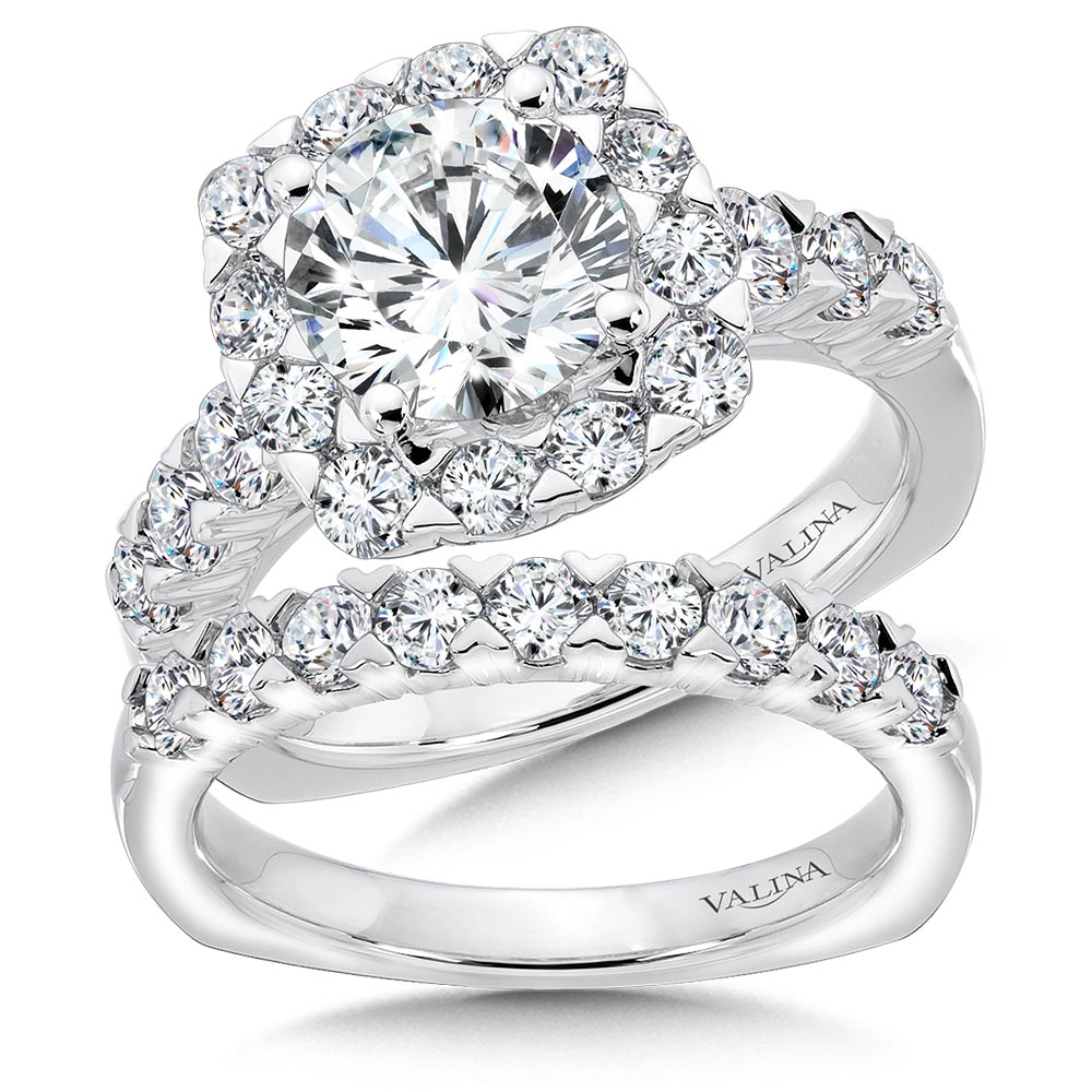 Unique Cushion-Shaped Halo Diamond Engagement Ring — R1082W
