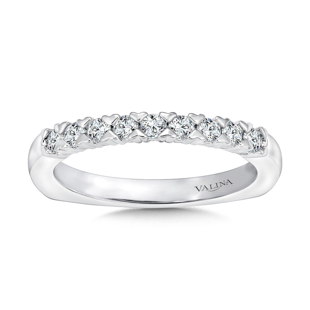 Unique Straight Diamond Wedding Band — R1083BW