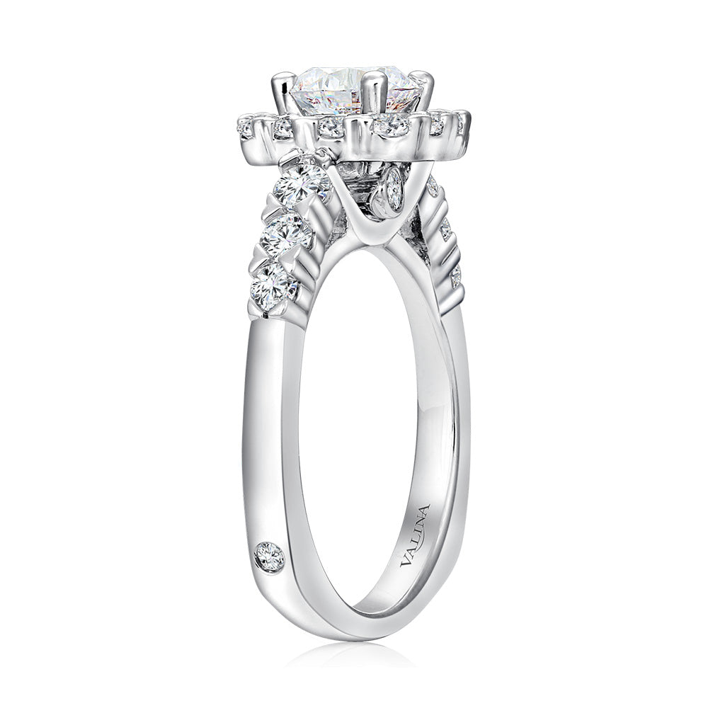 Unique Cushion-Shaped Halo Diamond Engagement Ring — R1083W