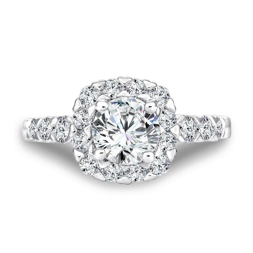 Unique Cushion-Shaped Halo Diamond Engagement Ring — R1083W