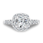 Unique Cushion-Shaped Halo Diamond Engagement Ring — R1083W