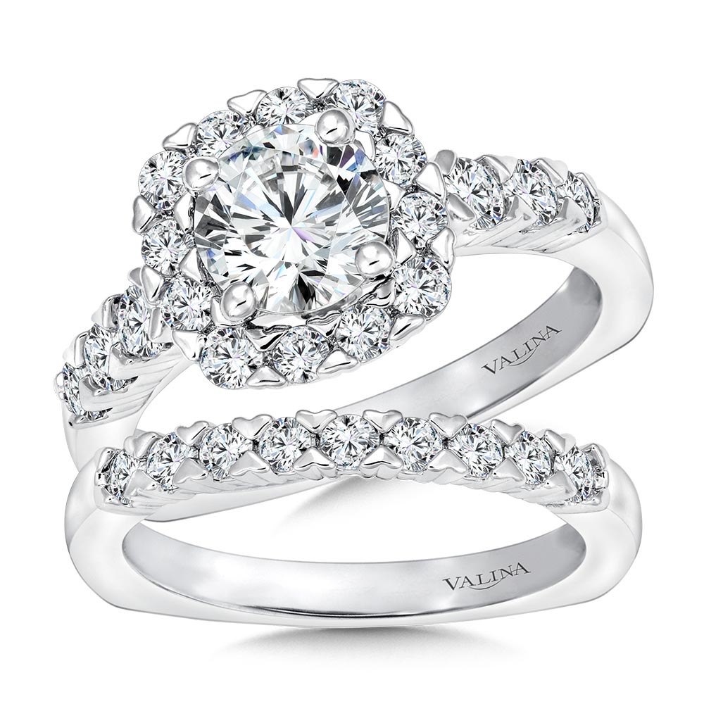 Unique Cushion-Shaped Halo Diamond Engagement Ring — R1083W