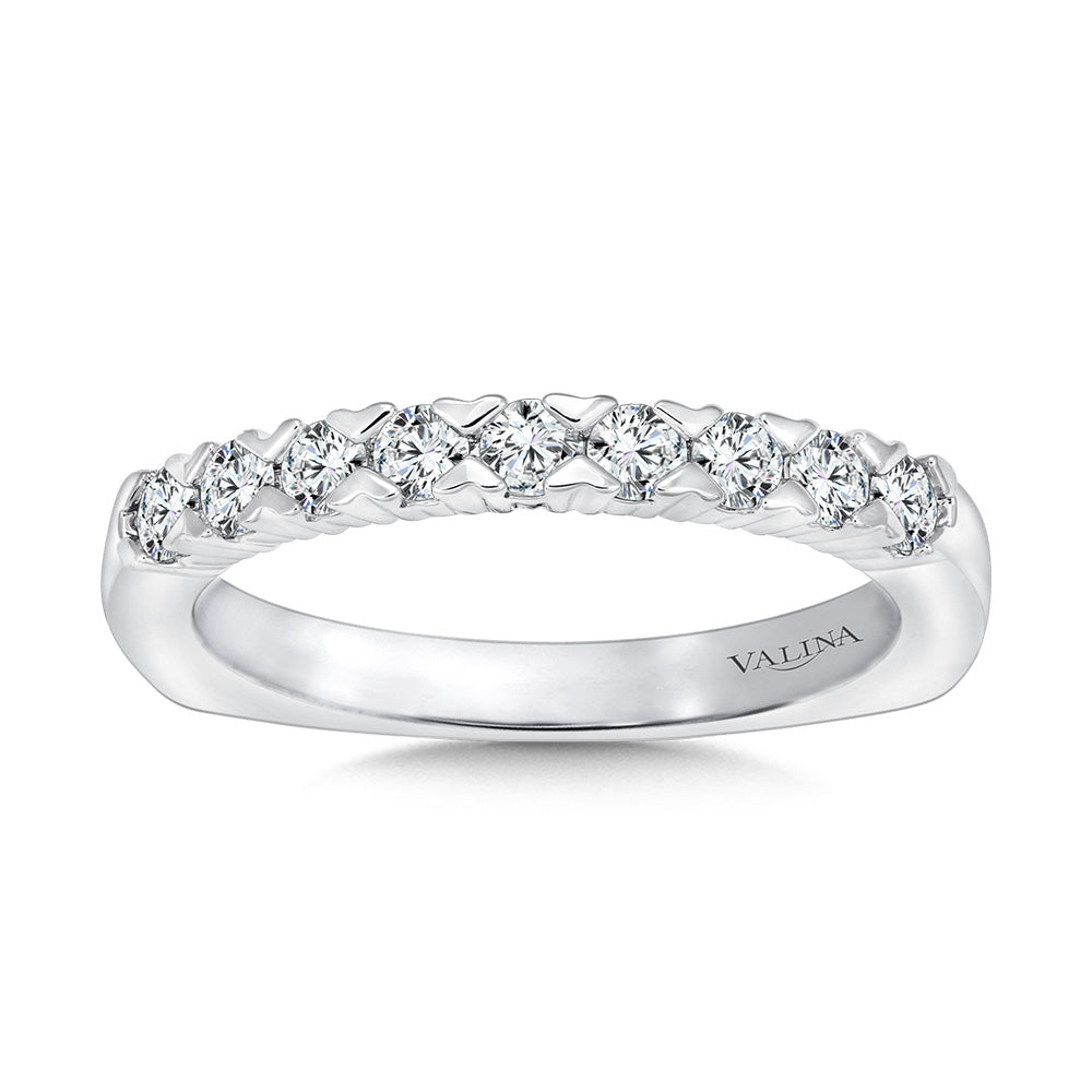 Unique Straight Diamond Wedding Band — R1084BW