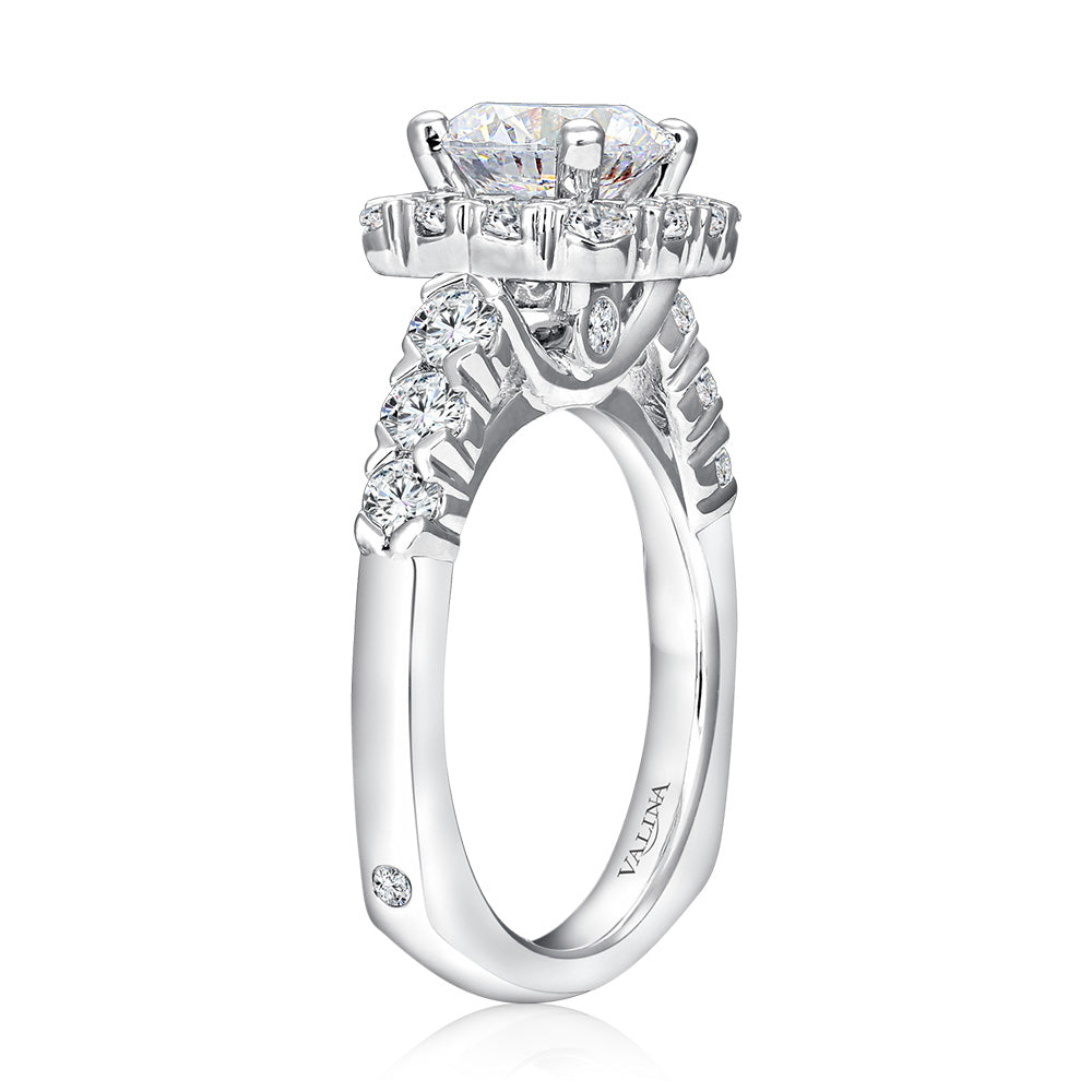 Unique Cushion-Shaped Halo Diamond Engagement Ring — R1084W