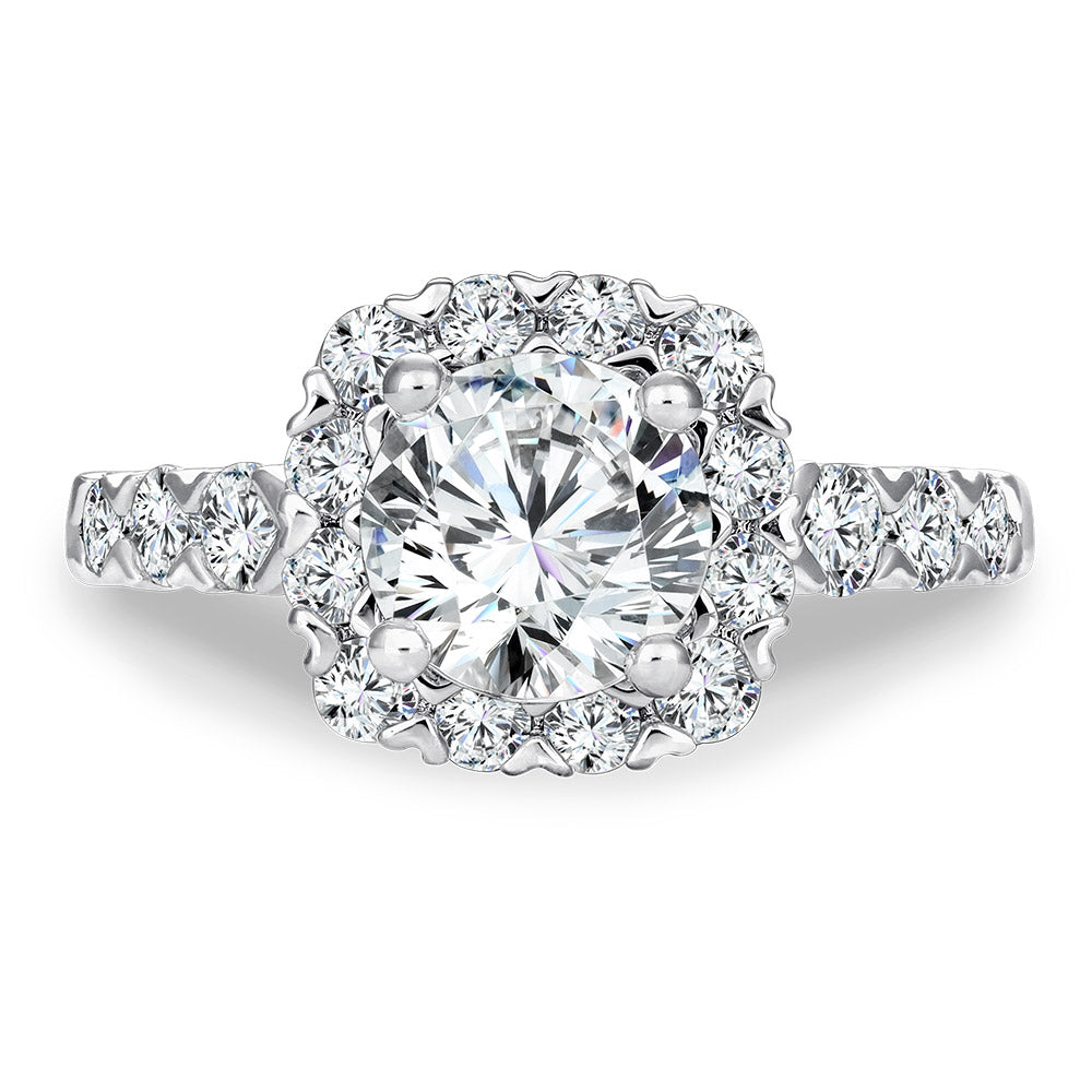 Unique Cushion-Shaped Halo Diamond Engagement Ring — R1084W