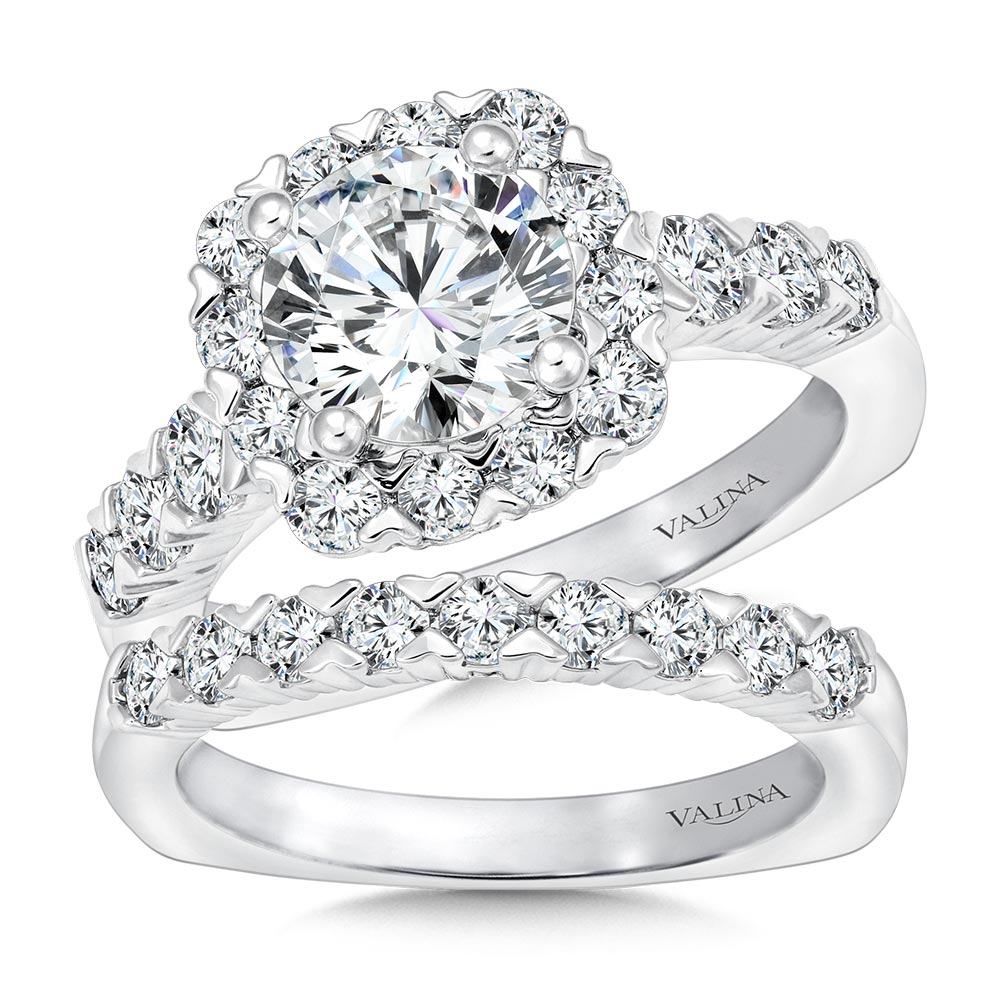 Unique Cushion-Shaped Halo Diamond Engagement Ring — R1084W