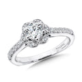 Six-Prong Floral Halo Diamond Engagement Ring — R1085W