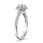 Six-Prong Floral Halo Diamond Engagement Ring — R1085W