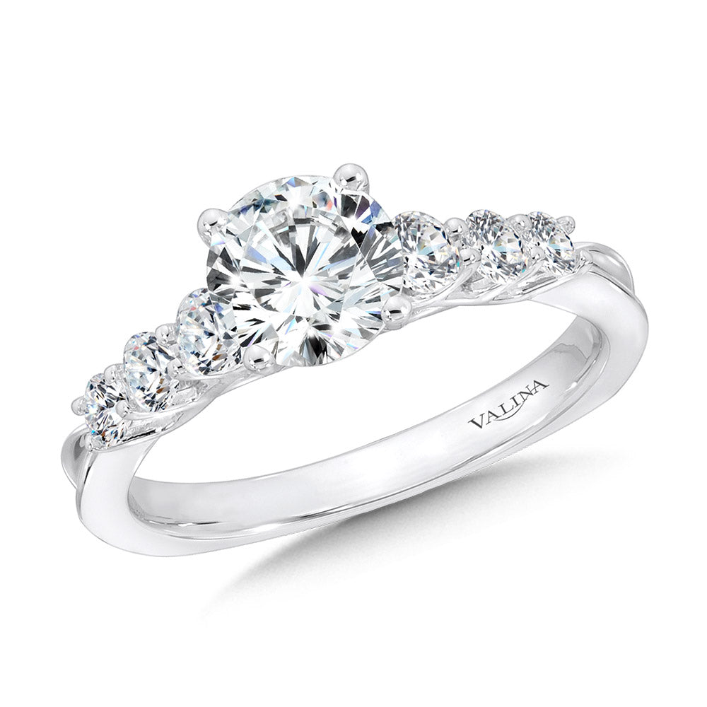 Tapered Straight Diamond Engagement Ring — R1089W