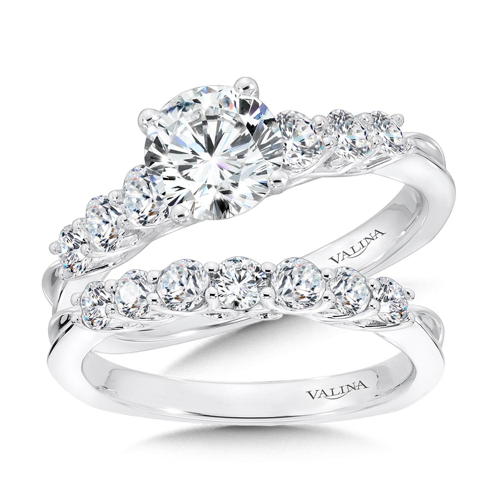 Tapered Straight Diamond Engagement Ring — R1089W