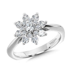Modern Floral Halo Diamond Engagement Ring — R1090W