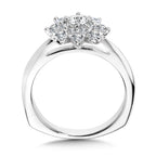 Modern Floral Halo Diamond Engagement Ring — R1090W