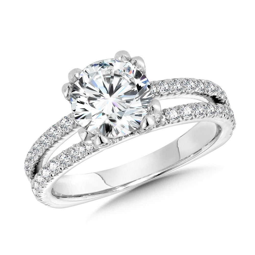 Double-Prong Split Shank Diamond Engagement Ring — R1091W